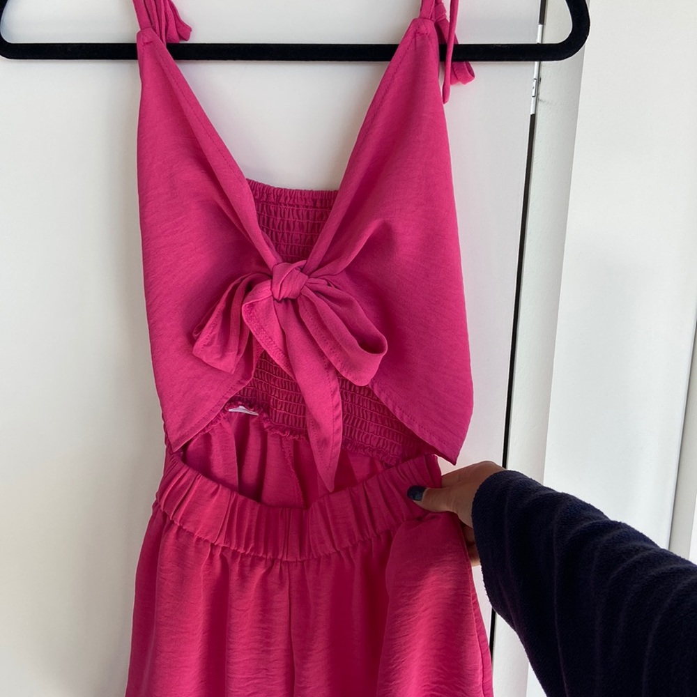 Bright Pink Tie Front Romper